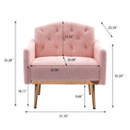 Teddy Fabric Upholstered Tufted Accent Chair With Rose Golden feet