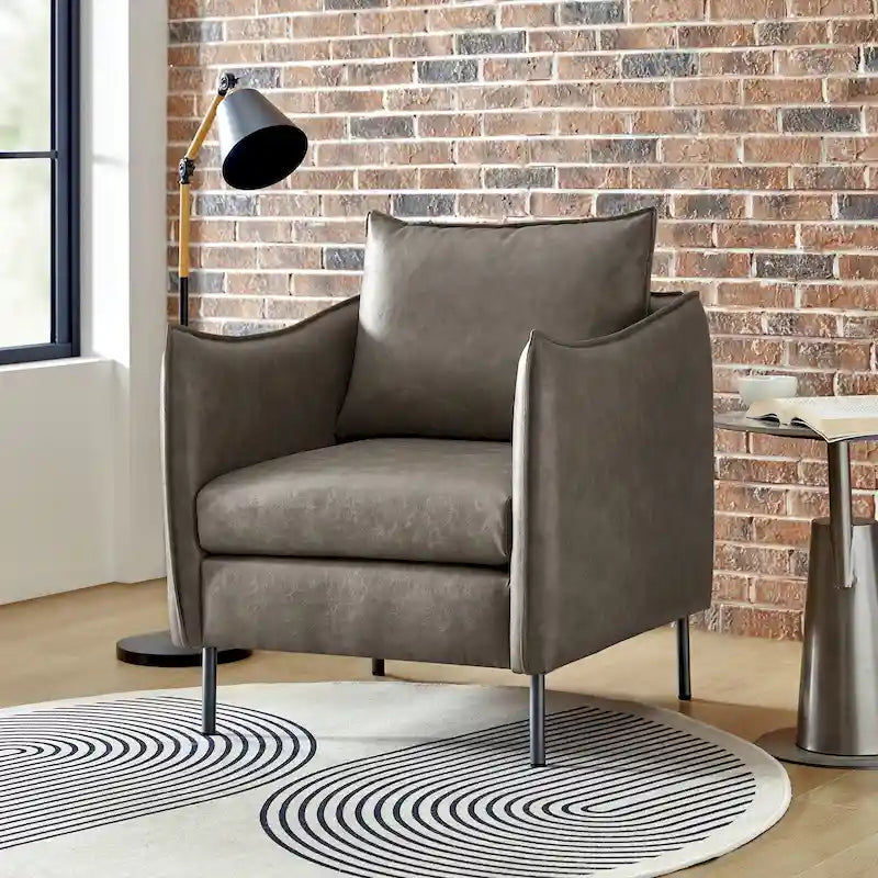 Jaime Modern Vegan Leather Accent Chair with removable Cushion by HULALA HOME