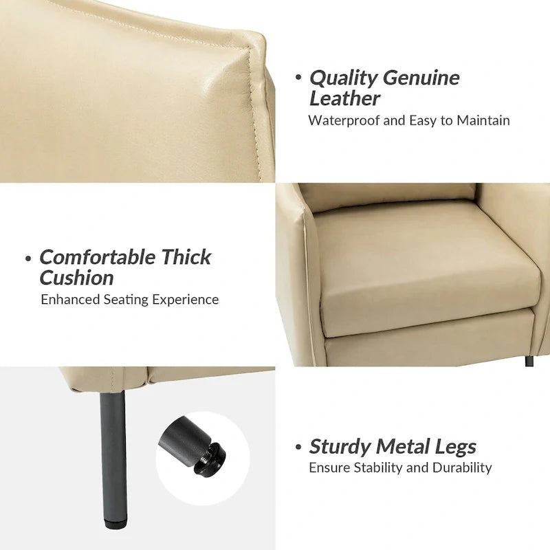 Jaime Modern Vegan Leather Accent Chair with removable Cushion by HULALA HOME
