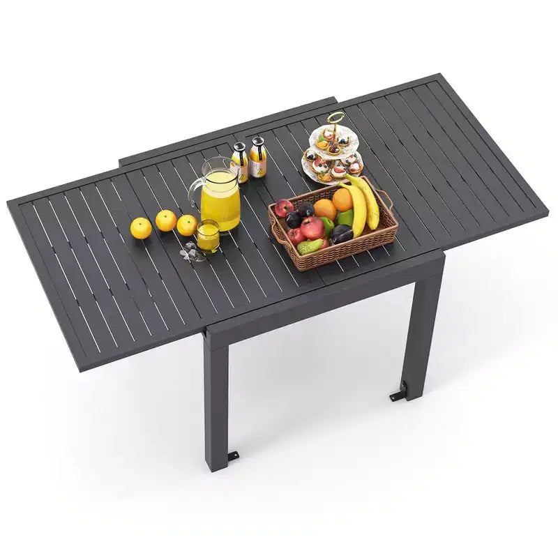 Costway 31.5-63 Expandable Patio Dining Table for 4-6 Person with Slatted Tabletop