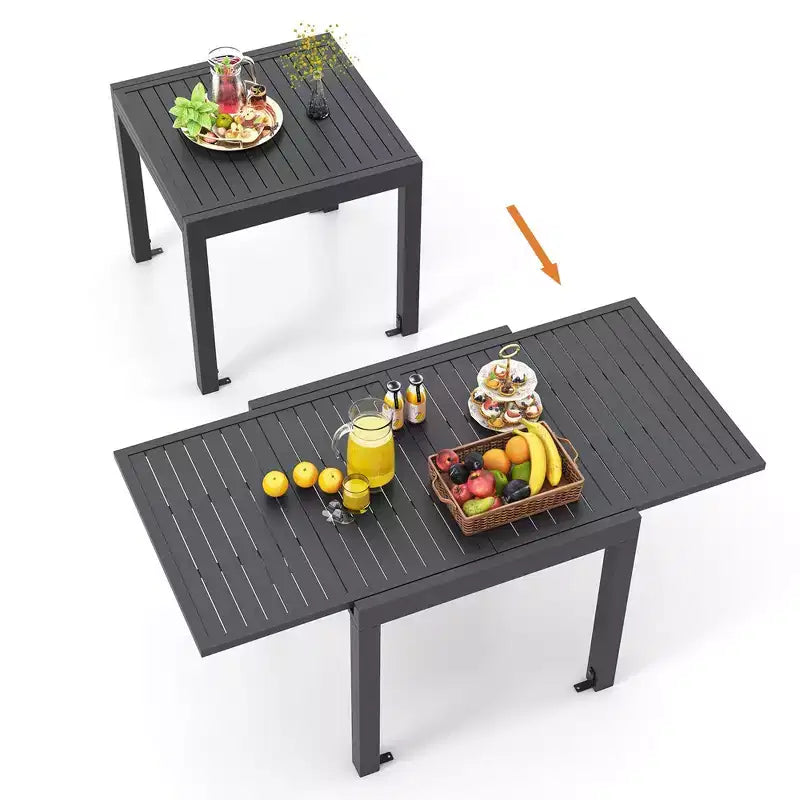 Costway 31.5-63 Expandable Patio Dining Table for 4-6 Person with Slatted Tabletop