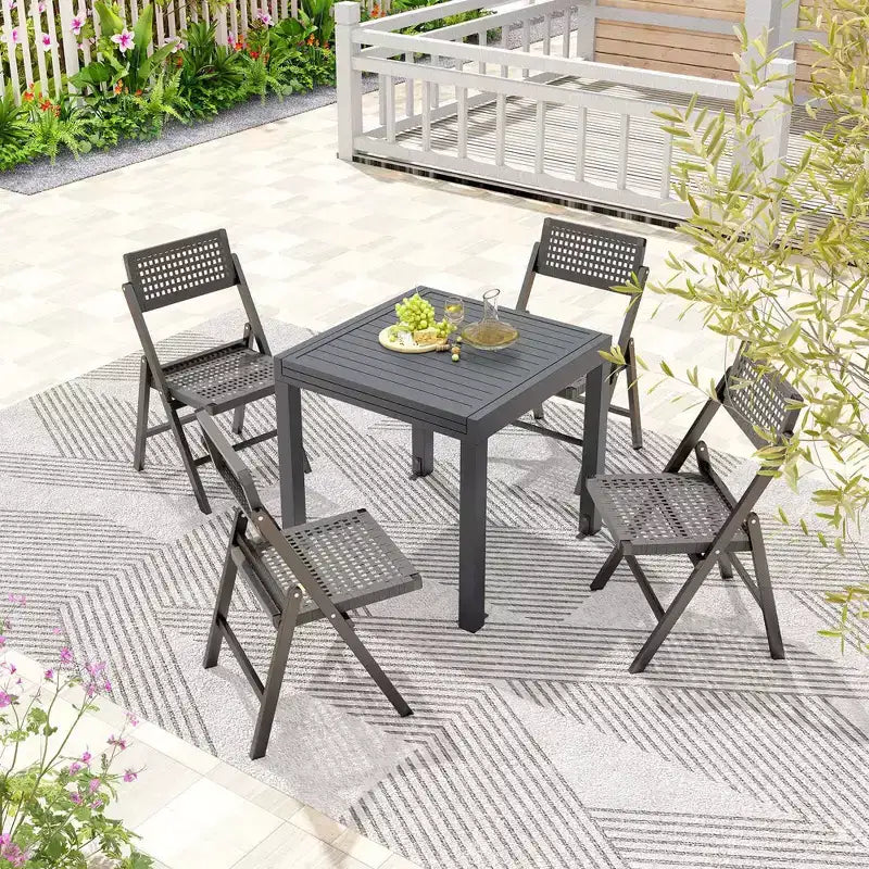 Costway 31.5-63 Expandable Patio Dining Table for 4-6 Person with Slatted Tabletop