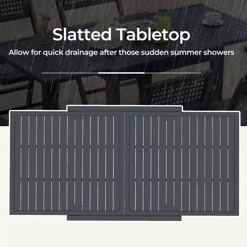 Costway 31.5-63 Expandable Patio Dining Table for 4-6 Person with Slatted Tabletop