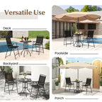 Costway 3 PCS Outdoor Bar Stool Set with DPC Tabletop Umbrella Hole & Footrest 2 Chairs