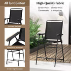 Costway 3 PCS Outdoor Bar Stool Set with DPC Tabletop Umbrella Hole & Footrest 2 Chairs