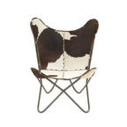 White, Gray, Brown, Light Brown or Brown Beige Leather Handmade Butterfly Chair with Black Stand