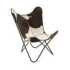 White, Gray, Brown, Light Brown or Brown Beige Leather Handmade Butterfly Chair with Black Stand