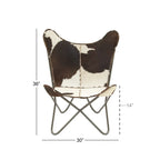 White, Gray, Brown, Light Brown or Brown Beige Leather Handmade Butterfly Chair with Black Stand