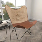 White, Gray, Brown, Light Brown or Brown Beige Leather Handmade Butterfly Chair with Black Stand