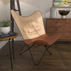 White, Gray, Brown, Light Brown or Brown Beige Leather Handmade Butterfly Chair with Black Stand