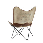 White, Gray, Brown, Light Brown or Brown Beige Leather Handmade Butterfly Chair with Black Stand