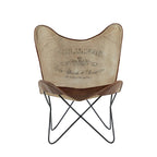 White, Gray, Brown, Light Brown or Brown Beige Leather Handmade Butterfly Chair with Black Stand
