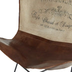 White, Gray, Brown, Light Brown or Brown Beige Leather Handmade Butterfly Chair with Black Stand