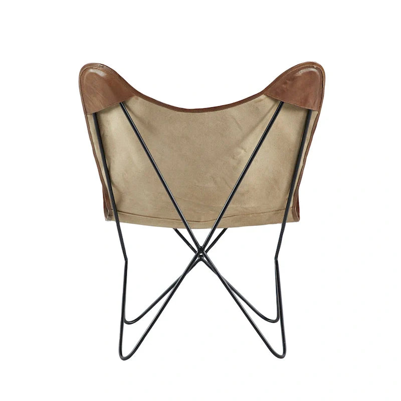 White, Gray, Brown, Light Brown or Brown Beige Leather Handmade Butterfly Chair with Black Stand