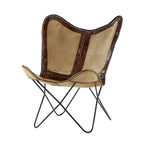 White, Gray, Brown, Light Brown or Brown Beige Leather Handmade Butterfly Chair with Black Stand