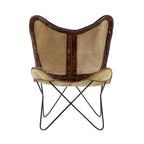 White, Gray, Brown, Light Brown or Brown Beige Leather Handmade Butterfly Chair with Black Stand