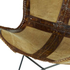 White, Gray, Brown, Light Brown or Brown Beige Leather Handmade Butterfly Chair with Black Stand