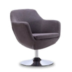 Manhattan Comfort Caisson Polished Chrome Faux Leather Swivel Accent Chair