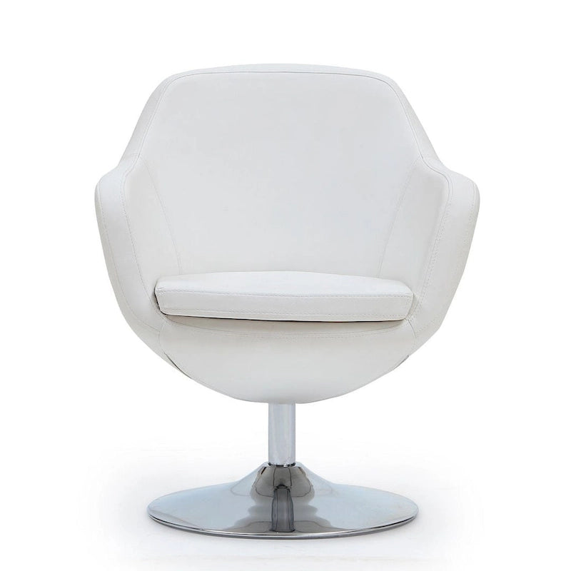 Manhattan Comfort Caisson Polished Chrome Faux Leather Swivel Accent Chair