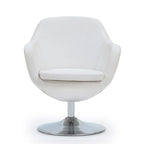 Manhattan Comfort Caisson Polished Chrome Faux Leather Swivel Accent Chair