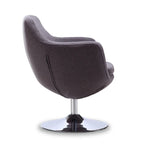 Manhattan Comfort Caisson Polished Chrome Faux Leather Swivel Accent Chair