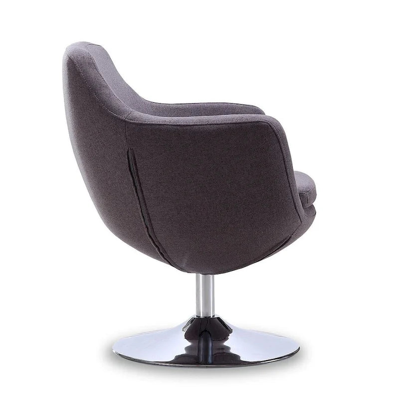 Manhattan Comfort Caisson Polished Chrome Faux Leather Swivel Accent Chair