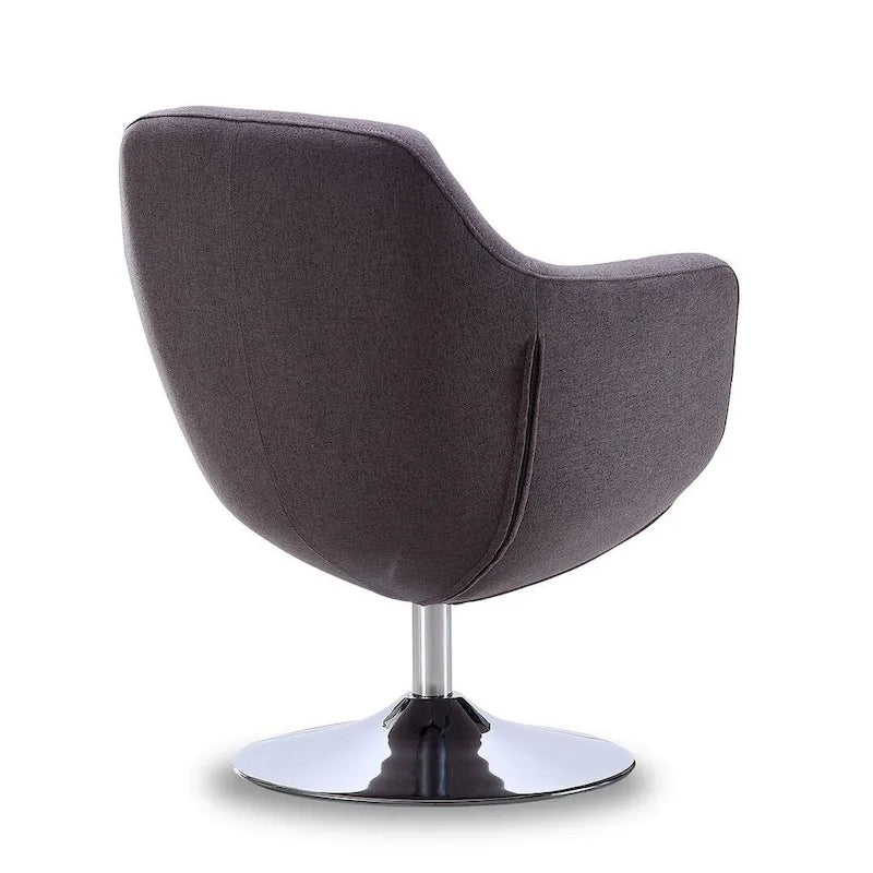 Manhattan Comfort Caisson Polished Chrome Faux Leather Swivel Accent Chair