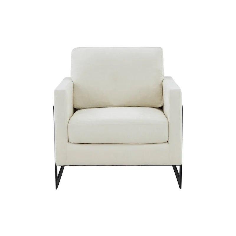 Modrest Prince Contemporary Cream & Black Fabric Accent Chair