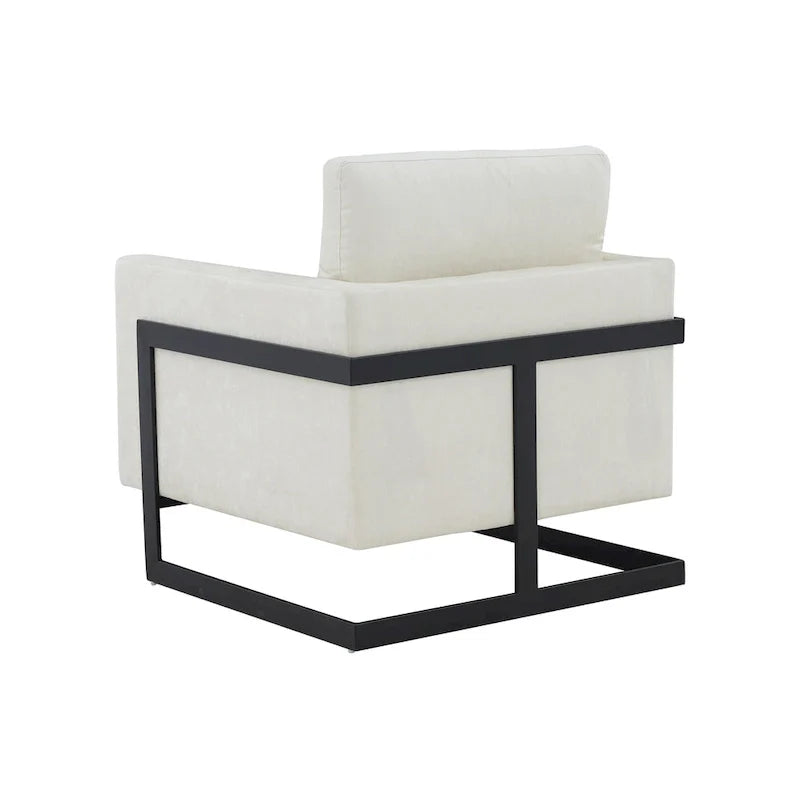 Modrest Prince Contemporary Cream & Black Fabric Accent Chair