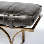 Jessie 55L x 16W Brown Leather Seat W/Black Metal Base Accent Bench - 55.0L x 16.0W x 19.0H