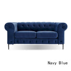 Corvus Prato Tufted Velvet Chesterfield Loveseat Sofa with Rolled Arms