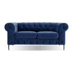 Corvus Prato Tufted Velvet Chesterfield Loveseat Sofa with Rolled Arms