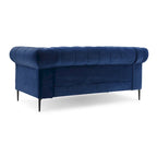 Corvus Prato Tufted Velvet Chesterfield Loveseat Sofa with Rolled Arms