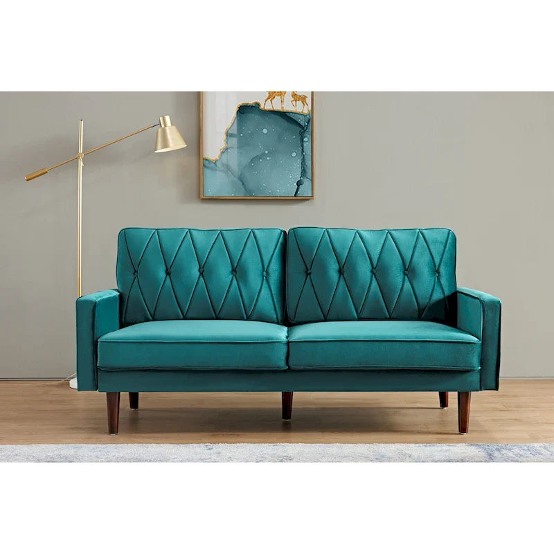 Feemster 69.3 Wide Velvet Tufted Cushion Back Sofa