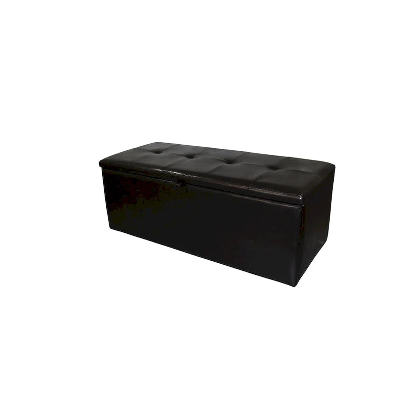 Brown Faux Leather Storage Bench
