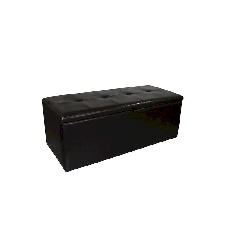 Brown Faux Leather Storage Bench