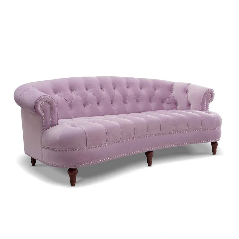 La Rosa 84 Mid-Century Modern Velvet Upholstered Chesterfield Tufted Sofa
