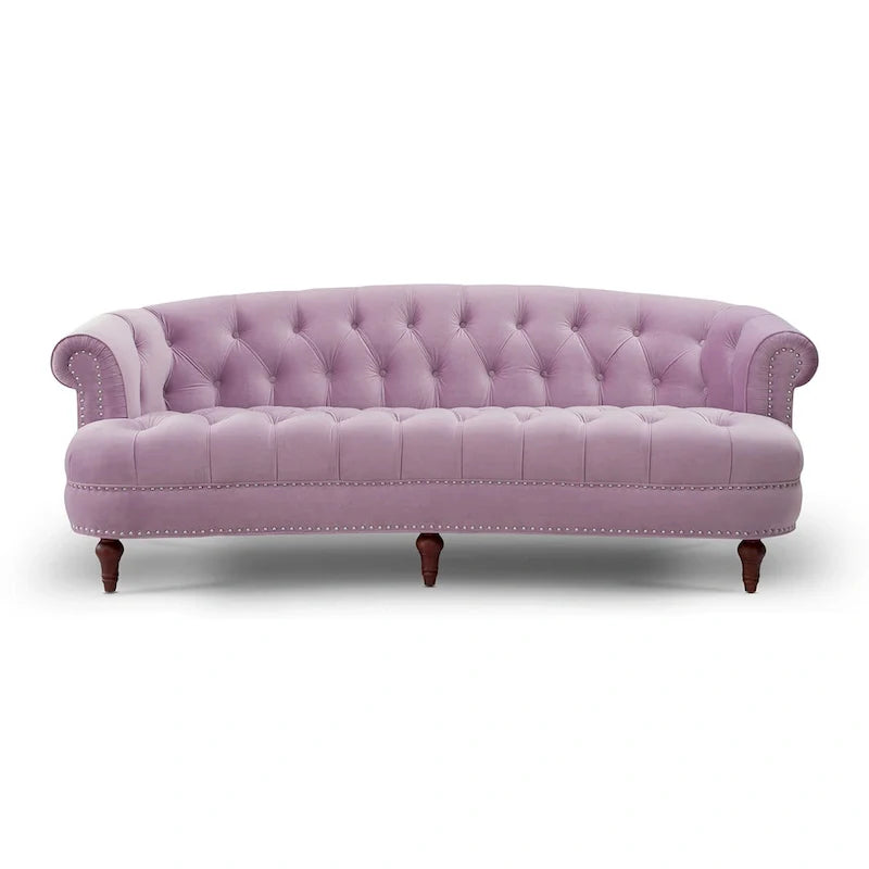 La Rosa 84 Mid-Century Modern Velvet Upholstered Chesterfield Tufted Sofa