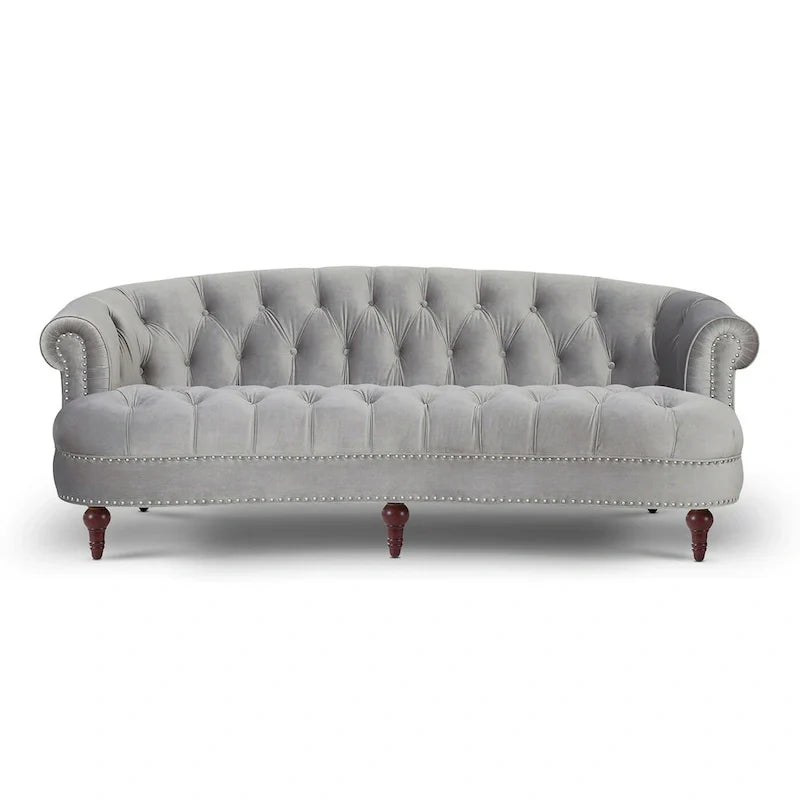 La Rosa 84 Mid-Century Modern Velvet Upholstered Chesterfield Tufted Sofa