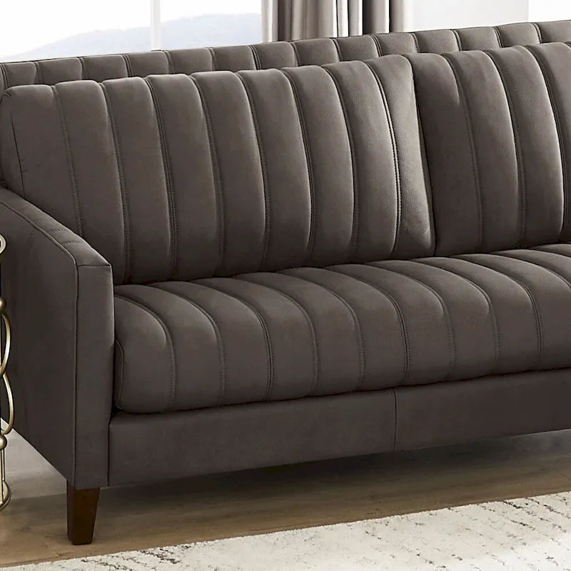 Hydeline Ennis Top Grain Leather Sofa Couch with Feather, Memory Foam and Springs