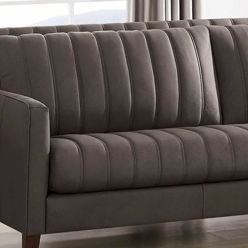 Hydeline Ennis Top Grain Leather Sofa Couch with Feather, Memory Foam and Springs