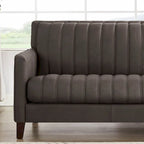 Hydeline Ennis Top Grain Leather Sofa Couch with Feather, Memory Foam and Springs