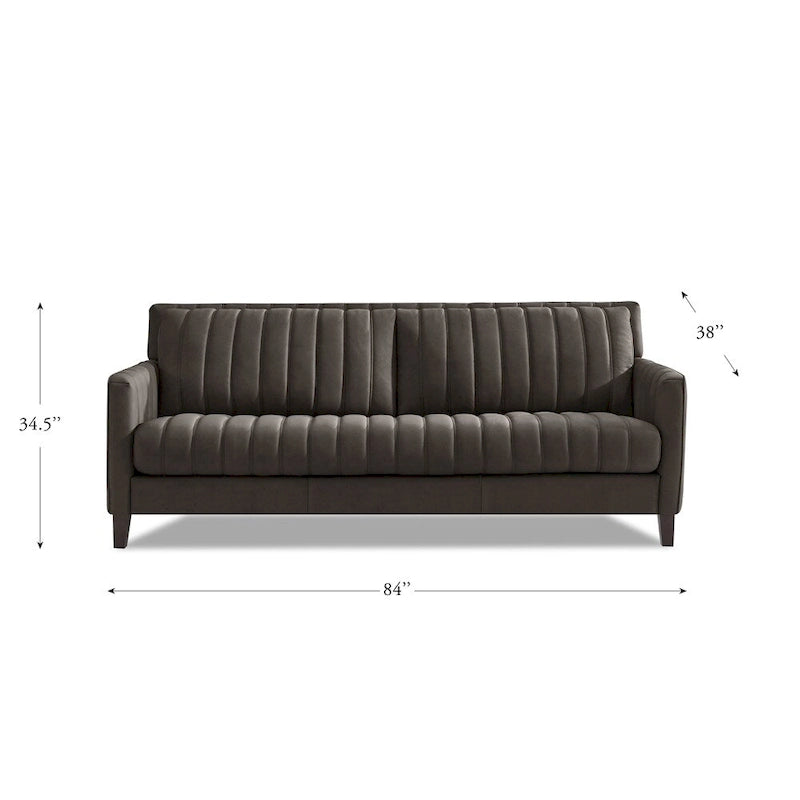 Hydeline Ennis Top Grain Leather Sofa Couch with Feather, Memory Foam and Springs