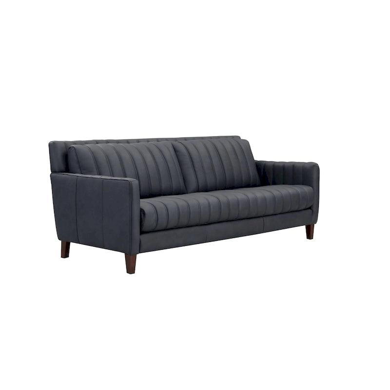 Hydeline Ennis Top Grain Leather Sofa Couch with Feather, Memory Foam and Springs