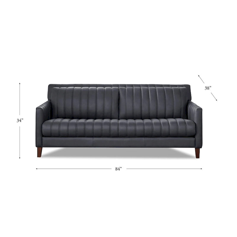 Hydeline Ennis Top Grain Leather Sofa Couch with Feather, Memory Foam and Springs