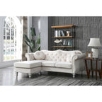 Hollywood 81 in. Velvet Chesterfield Sectional Sofa with 2-Throw Pillow - 81L x 35W x 34H