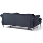 Hollywood 81 in. Velvet Chesterfield Sectional Sofa with 2-Throw Pillow - 81L x 35W x 34H