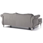 Hollywood 81 in. Velvet Chesterfield Sectional Sofa with 2-Throw Pillow - 81L x 35W x 34H