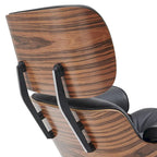 Mid-century Modern Lounger Real Leather Arm Chair and Ottoman Set