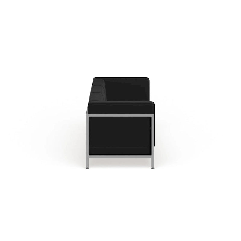 LeatherSoft Modular Sofa with Quilted Tufted Seat and Encasing Frame - 79W x 28.75D x 27.25H